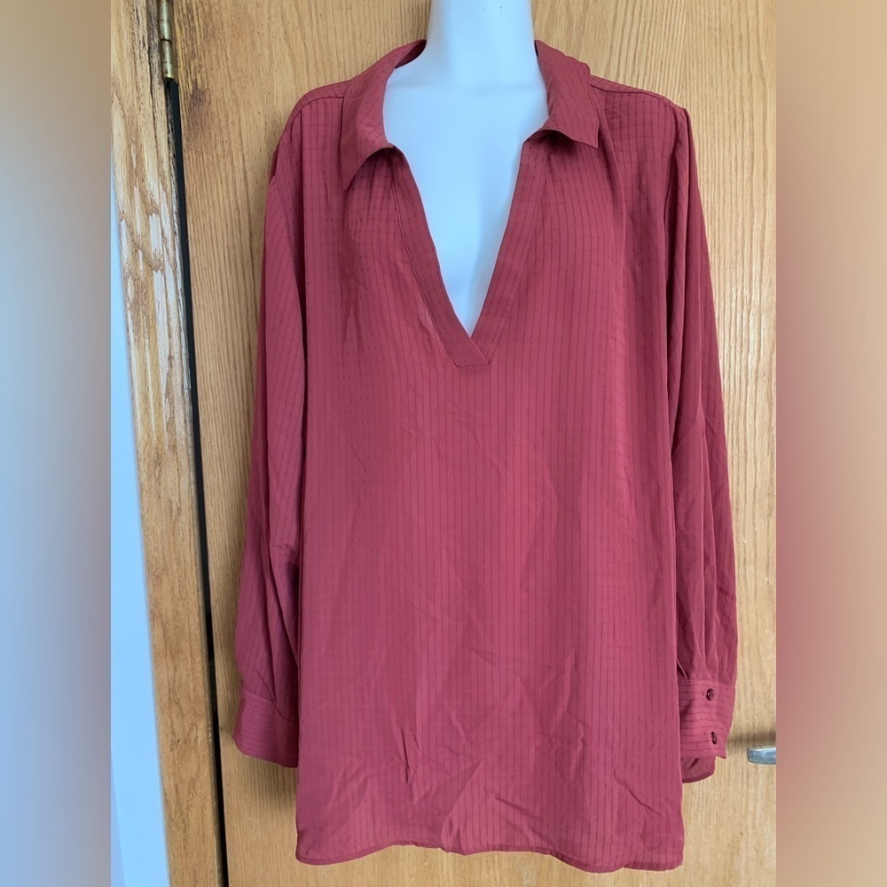 3X long sleeve salmon blouse